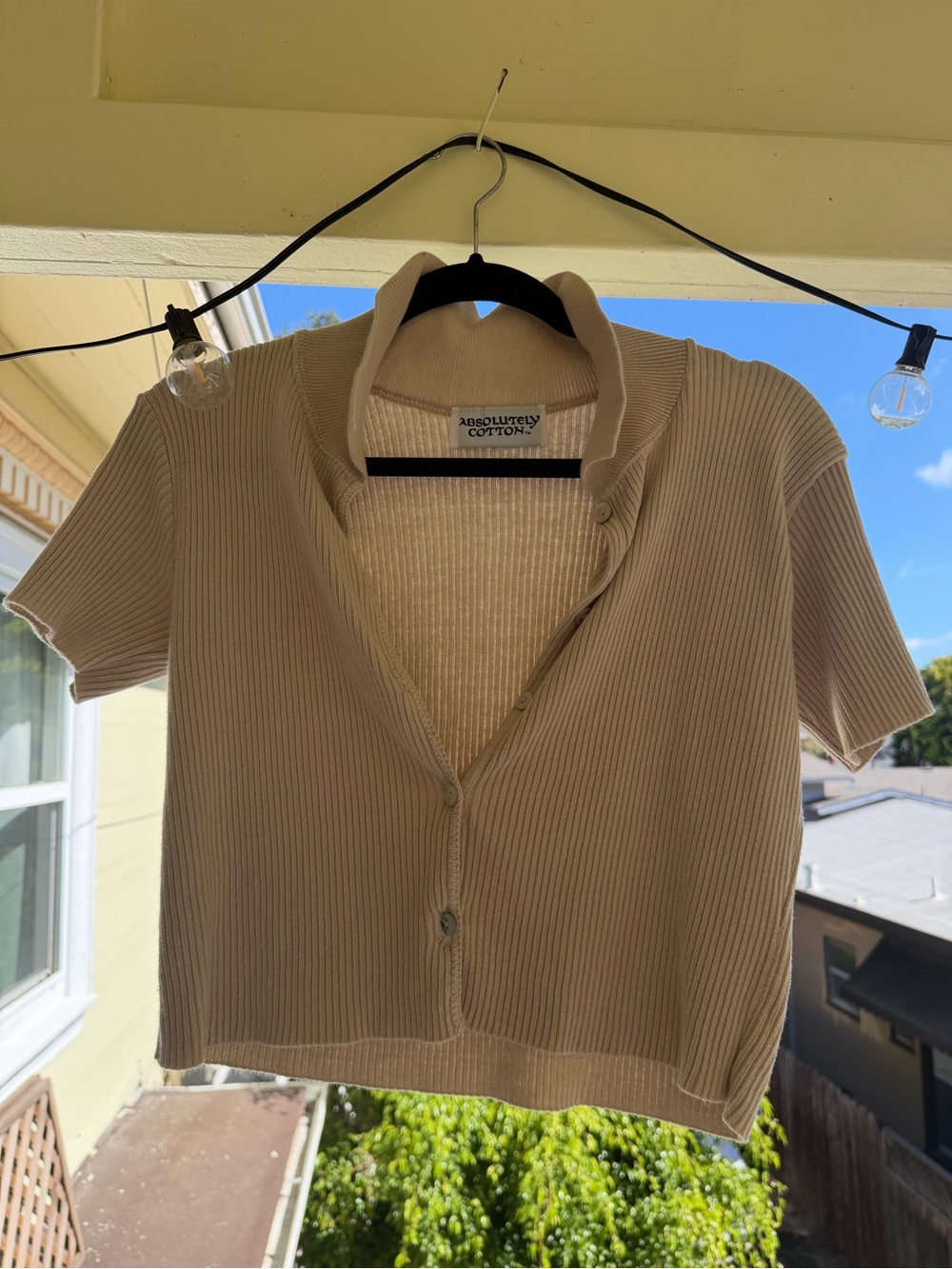 Absolutely cotton Ribbed Short-Sleeve Button Cardigan - Picture 4 of 4